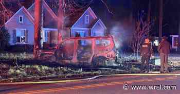 SUV slams into tree, engulfed into flames in fiery crash in Clayton