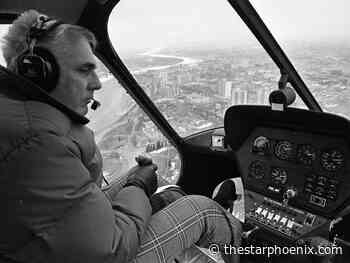Saskatoon pilot watches rush-hour traffic for CKOM in 1977
