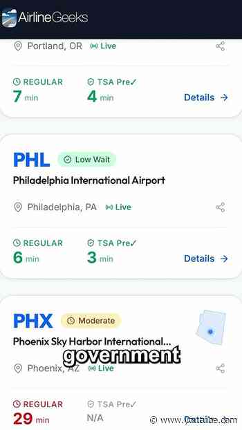 TSA Checkpoint Wait Time tool from AirlineGeeks