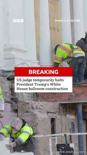 Judge temporarily halts President Trump's White House ballroom construction project. #BBCNews