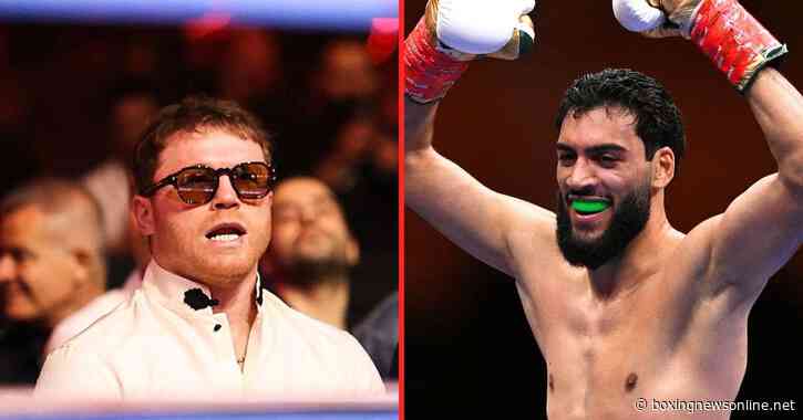 Canelo watches from ringside as Hamzah Sheeraz wins his old belt with destructive KO