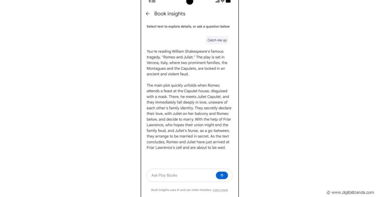 Google Play Books is getting an AI reading companion that remembers where you left off
