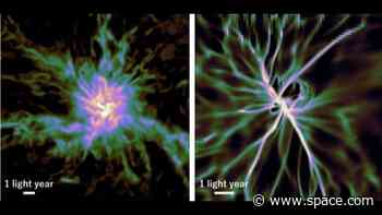 Shockwaves from dying stars may sculpt 'cosmic wagon wheel' stellar nurseries, simulations reveal