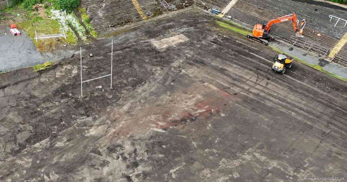 Drone pictures show iconic Welsh rugby stadium being transformed