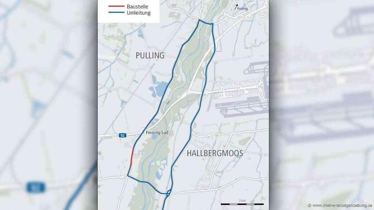 Straße zwischen Freising und Mintraching/A92 wird saniert – Weiträumige Umleitung geplant