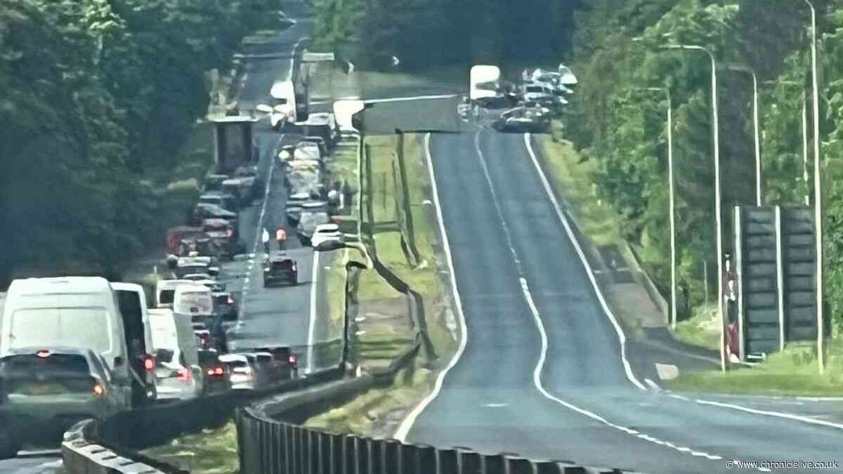 Five people taken to hospital after multi-vehicle collision involving lorry on the A1