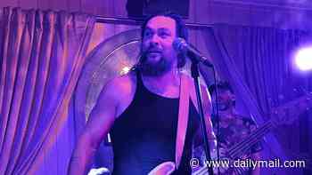 Jason Momoa, 46, shows off insanely buff body as he rocks out with his band