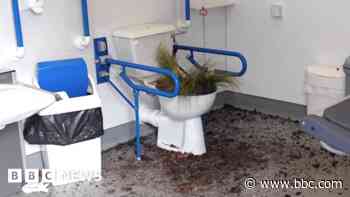 Toilet out of use after being soiled by vandals