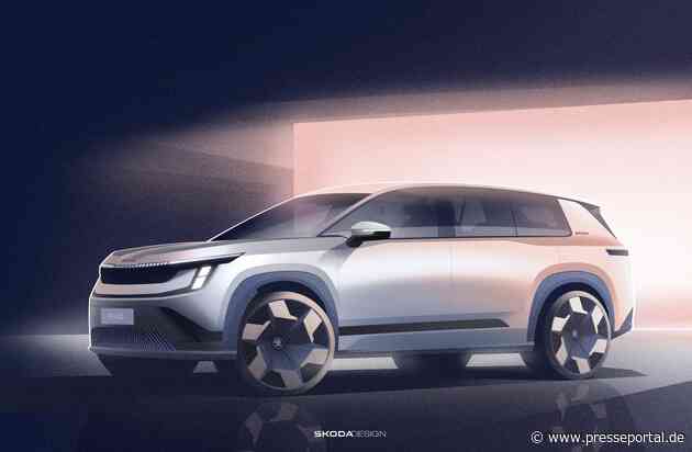 Škoda präsentiert Exterieurskizzen seines neuen elektrischen Siebensitzers Peaq
