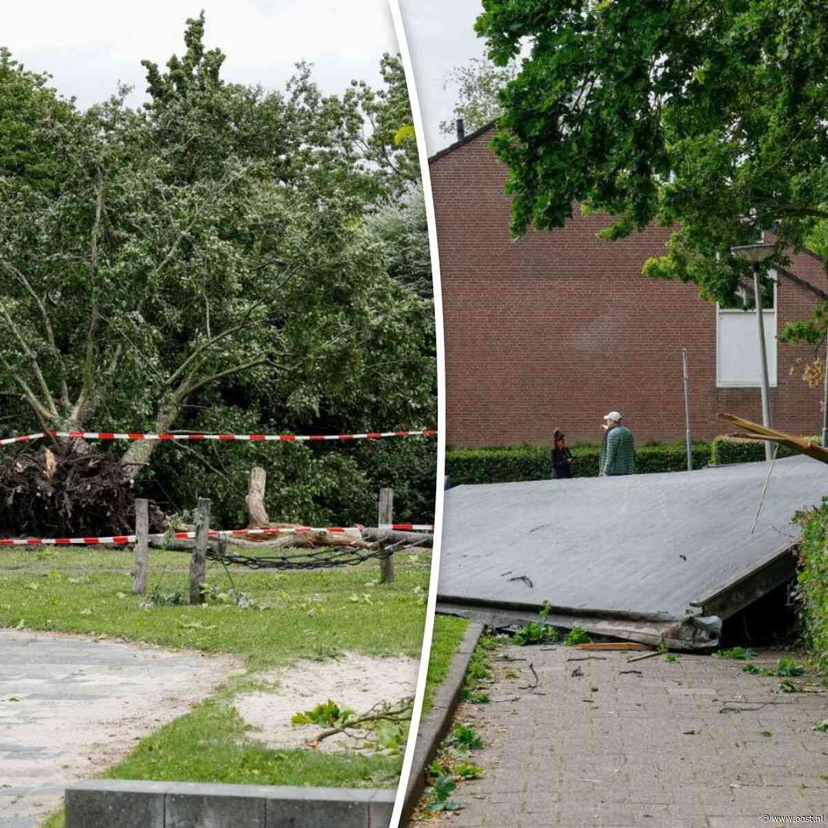 Enorme ravage in Glanerbrug: vermoedelijke windhoos blaast dakdelen van gebouwen