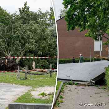 Enorme ravage in Glanerbrug: vermoedelijke windhoos blaast dakdelen van gebouwen