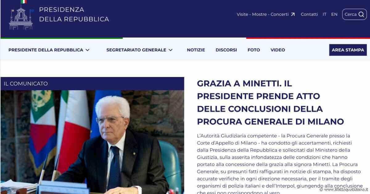 Caso Minetti, il comunicato del Quirinale: “Mattarella ha preso atto delle conclusioni della Procura. Nessun motivo per rivalutare la grazia”