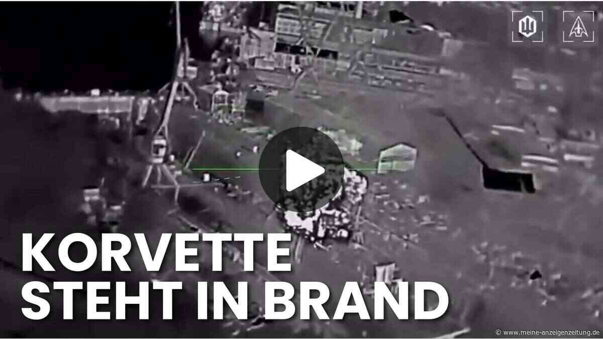 Videoaufnahmen zeigen offenbar Drohnenangriff auf russisches Kriegsschiff