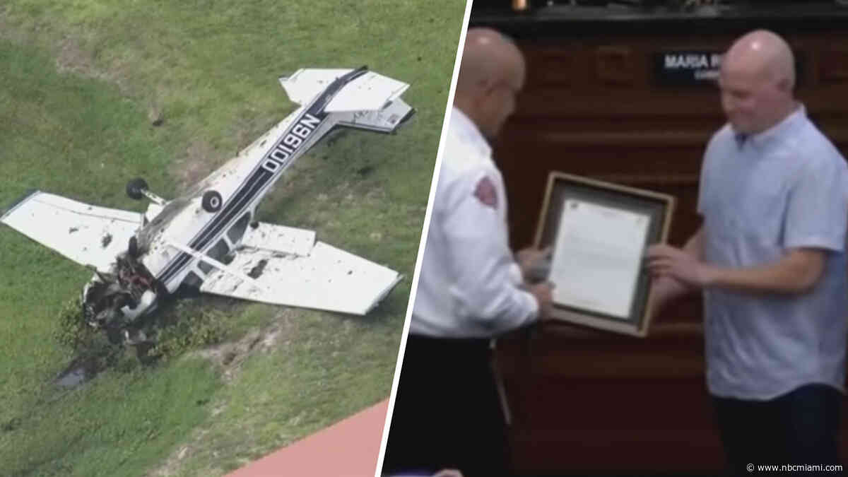 ‘You saved my girls': Man honored for heroic actions after Pembroke Pines plane crash