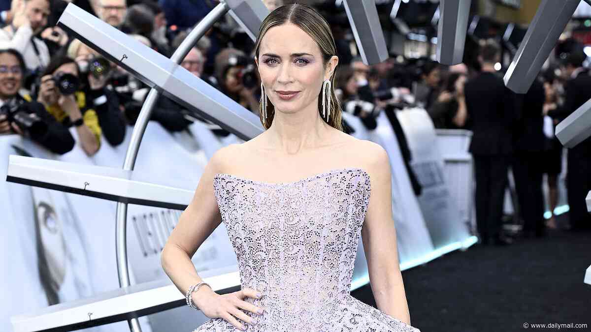 Emily Blunt is every inch the leading lady in a glitzy lilac gown at the UK premiere of her film Disclosure Day - as she's tipped for Oscar success
