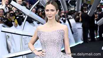 Emily Blunt is every inch the leading lady in a glitzy lilac gown at the UK premiere of her film Disclosure Day - as she's tipped for Oscar success