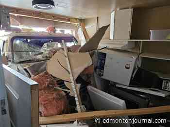 Two adults in hospital after van crashes into Stony Plain daycare, no children injured