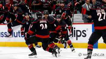 Winnipeg's Seth Jarvis blasts OT winner for Carolina to level Stanley Cup final