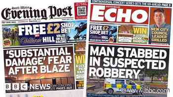 Damage fear after blaze and man stabbed in suspected robbery