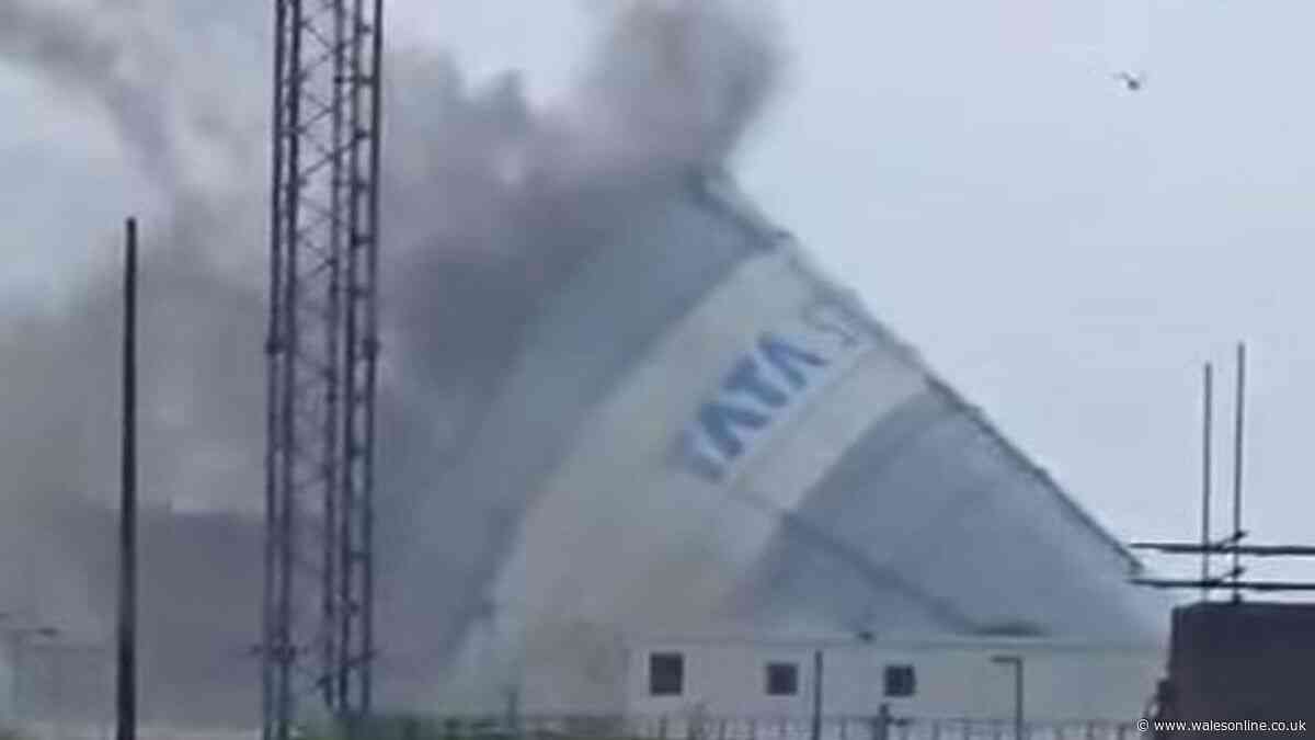 Homes 'shake' as Tata demolishes huge gas container in dramatic footage