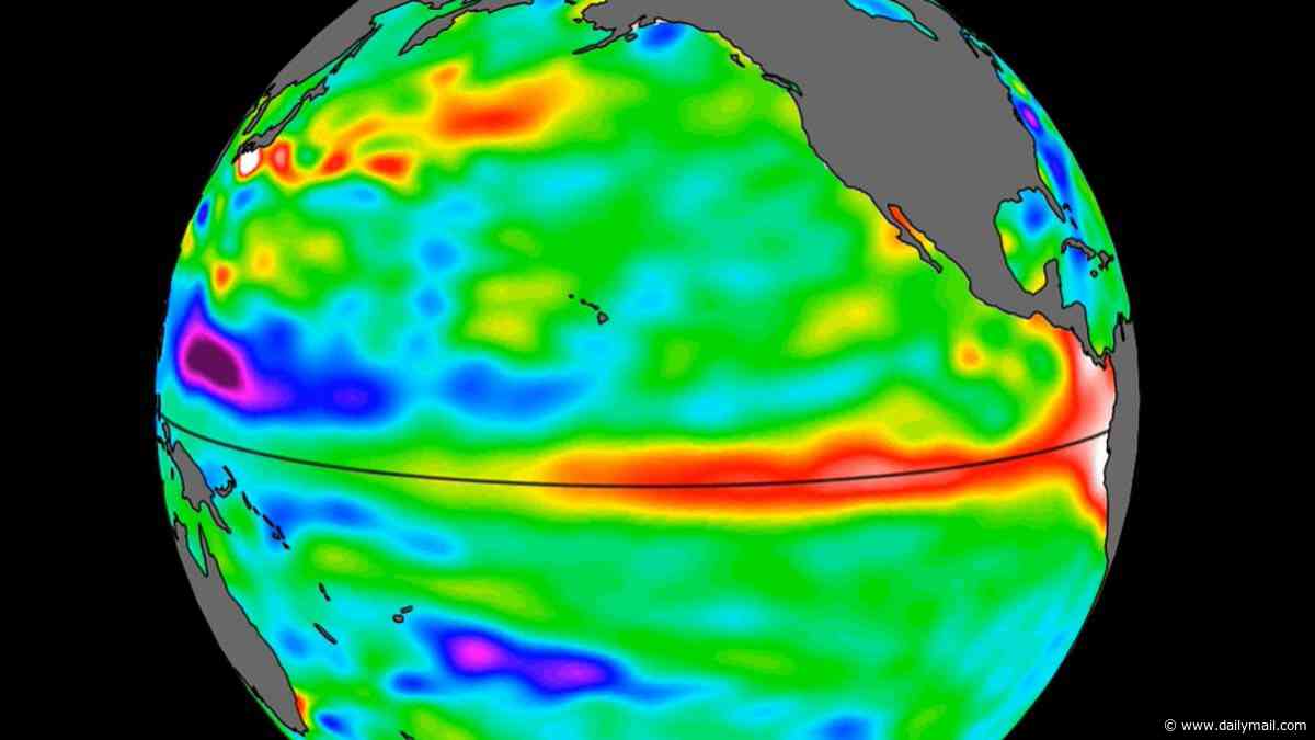 Super El Niño is inching closer: A swell of warm water HUNDREDS of miles wide has arrived in the Pacific Ocean, NASA reveals - hinting the rare climate event is imminent
