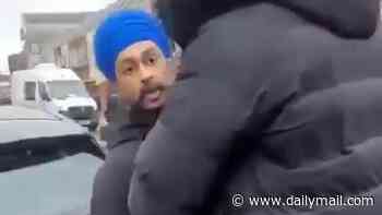 Moment brother of Henry Nowak killer holds Sikh ceremonial sword in 'road rage incident' outside temple - as fury grows at police 'two tier' response to his murder