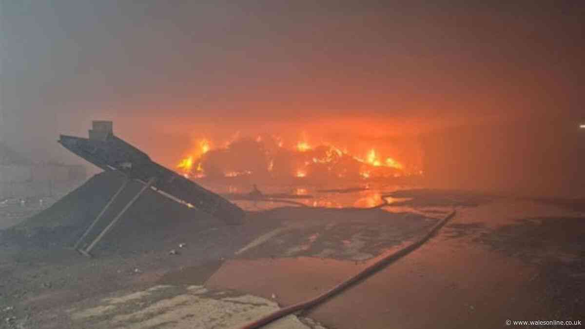 Huge fire at Welsh recycling plant sees 150 tonnes of rubbish go up in flames