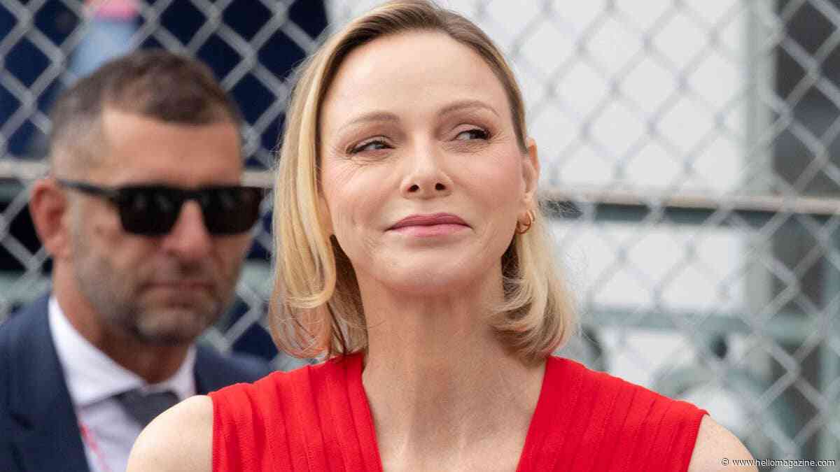 Princess Charlene brings the fire to Monaco F1 in dynamite red dress - and longest hair yet