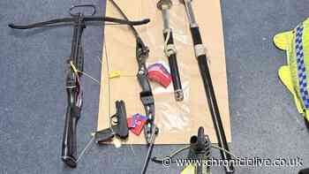 Samurai sword, axe, and crossbows among weapons seized by police in a week that saw 106 people arrested