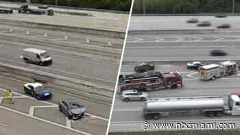 FHP responds to I-75 crash in Miramar after car hits concrete wall