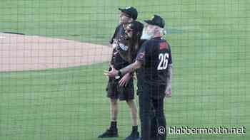Watch: LAMB OF GOD Tosses Out Ceremonial First Pitch, Plays National Anthem At CarMax Park In Band's Hometown