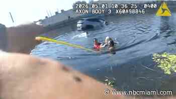 Dramatic video shows deputies rescuing woman from sinking car in Pompano Beach