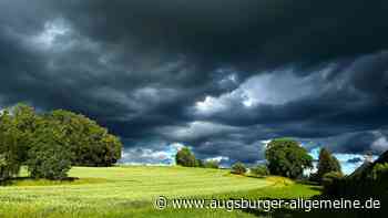 Besondere Abendstimmung: Tiefdunkle Regenwolken treffen auf ein leuchtendes Gerstenfeld