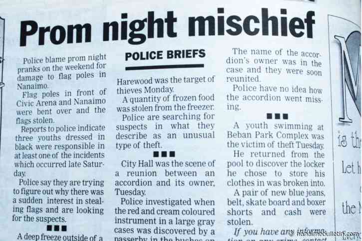 Headline history: Flag theft from old Nanaimo hockey barn a suspected prom prank