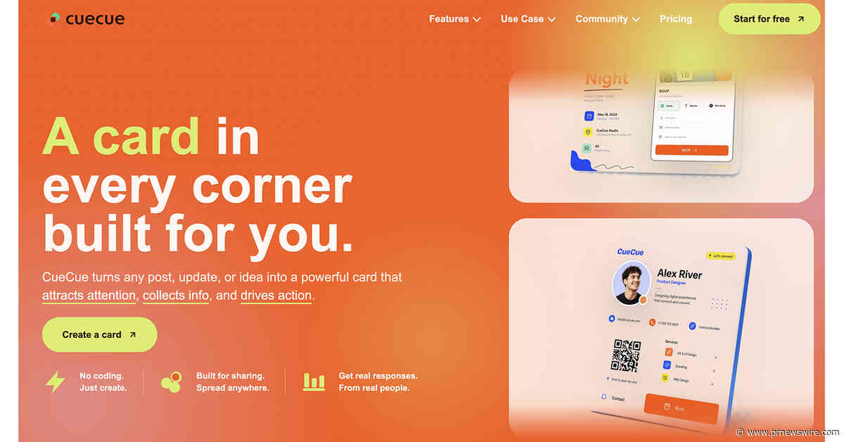 CueCue Launches Interactive Web Card to Help People Earn From Skills, Services and Idle Assets