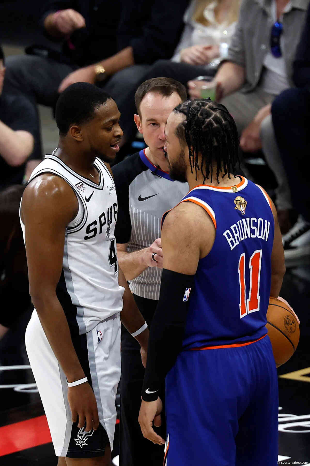 Jalen Brunson, De'Aaron Fox stare each other down in heated NBA Finals moment