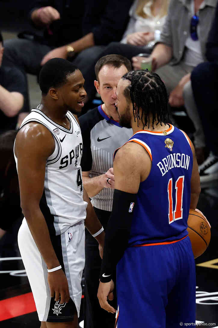 Jalen Brunson, De'Aaron Fox stare each other down in heated NBA Finals moment