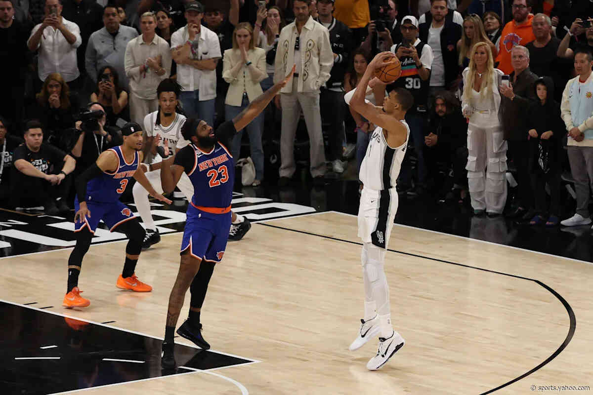 Watch Wemby's would-be game-winner rim out as Knicks survive Spurs rally in NBA Finals Game 2