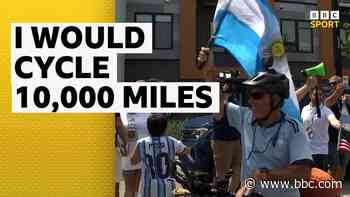Argentina fans arrive after cycling to Kansas City