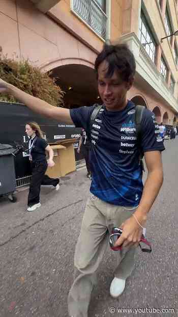 Alex got us believing he crossed land and sea to get to track today 😭 #f1