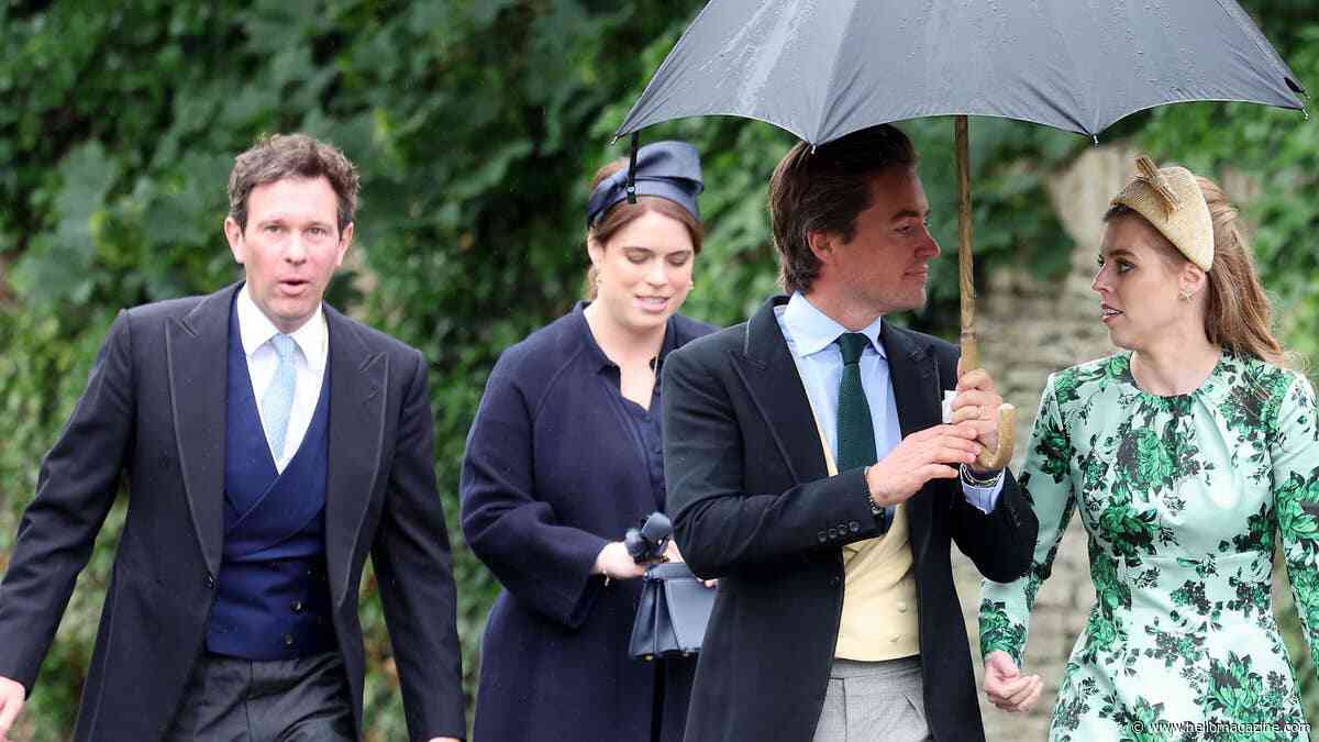 Princess Eugenie and Princess Beatrice pictured at Peter Phillips' wedding after shunning the spotlight for months