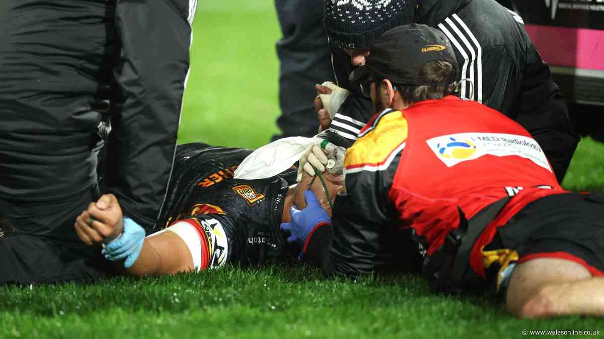 All Black in hospital as horror incident leaves body shaking on pitch and match halted