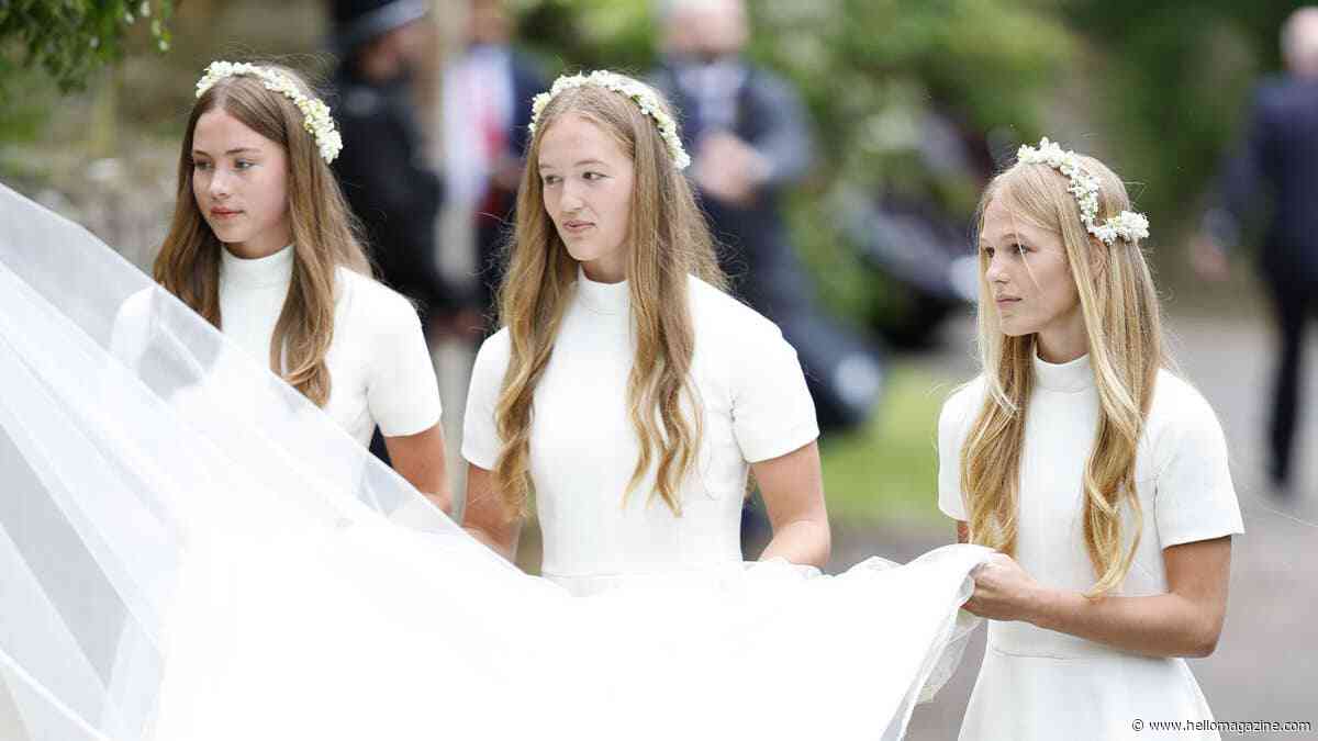 Peter Phillips' new stepdaughter Georgina looks like the perfect bridesmaid on mum Harriet Sperling's big day