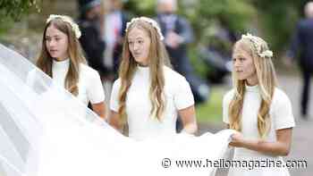 Peter Phillips' new stepdaughter Georgina looks like the perfect bridesmaid on mum Harriet Sperling's big day