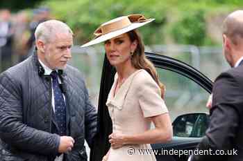 King and Princess Kate among royals pictured arriving in Cotswolds village for wedding of Queen’s ‘favourite grandson’