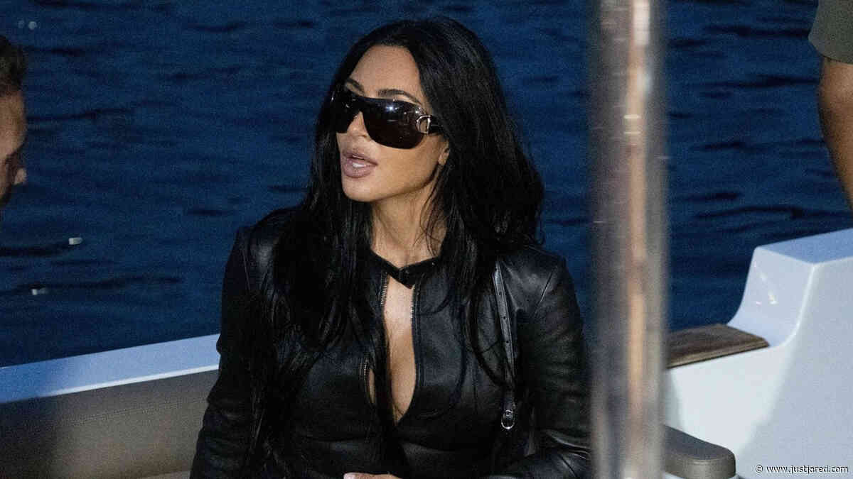 Kim Kardashian Rocks Full Leather Look as She Arrives in Monaco to Support Boyfriend Lewis Hamilton at Grand Prix