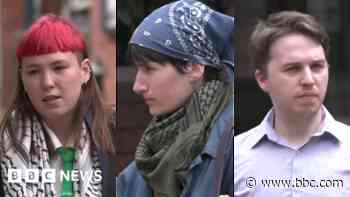 War protesters filmed attacking factory, jury told