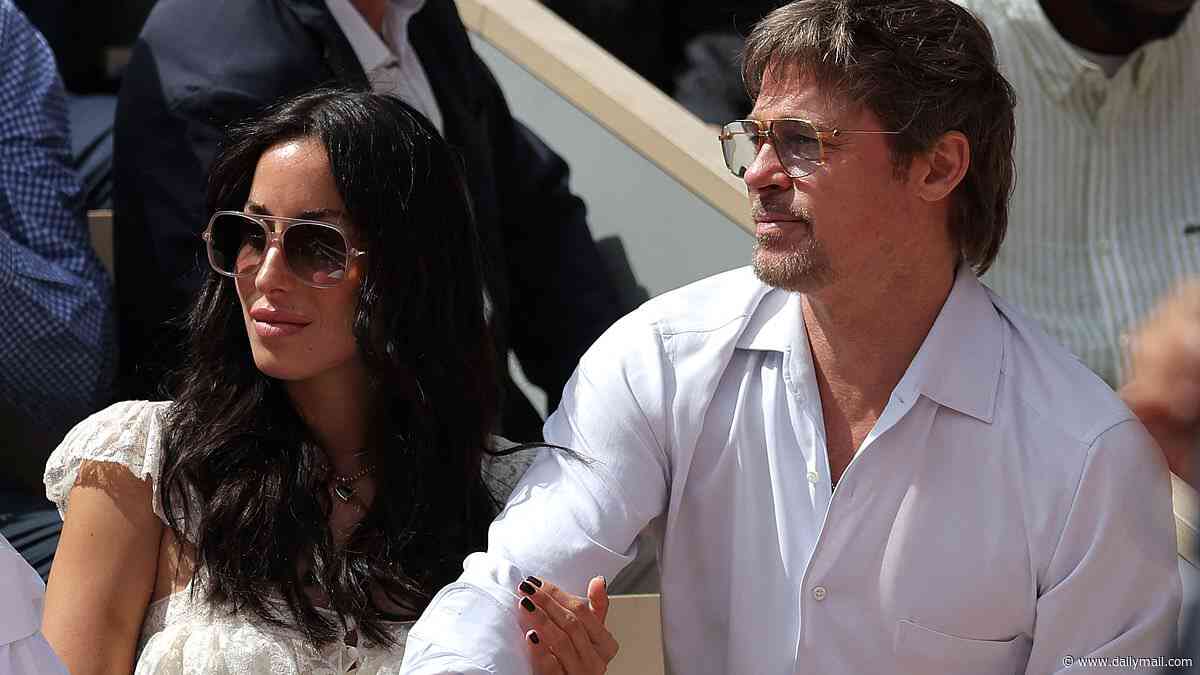 Brad Pitt, 62, and his girlfriend Ines de Ramon, 33, look loved-up as they watch the women's final at the French Open