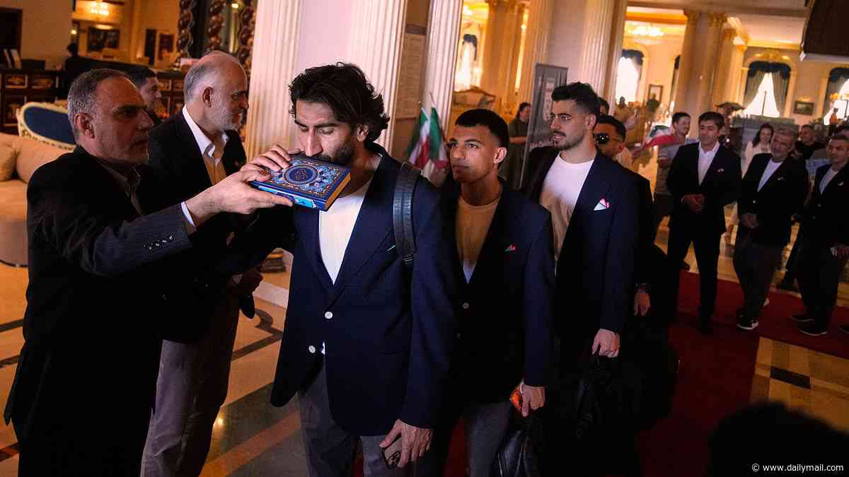 Iran squad boards plane to World Cup... but 'vindictive' visa drama still looms as team officials wait for green light from Trump