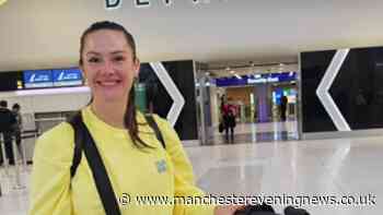 Emmerdale's Isabel Hodgins jets off from Manchester Airport in family first